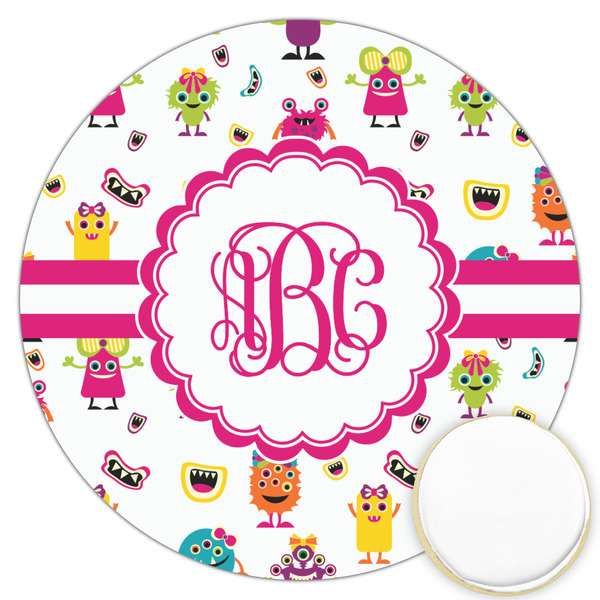 Custom Girly Monsters Printed Cookie Topper - 3.25" (Personalized)