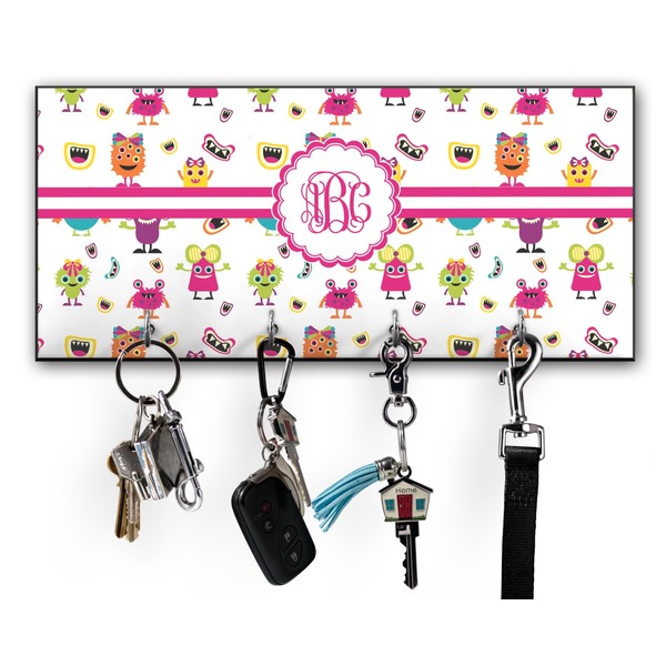 Custom Girly Monsters Key Hanger w/ 4 Hooks w/ Monogram