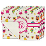 Girly Monsters Single-Sided Linen Placemat - Set of 4 w/ Monogram