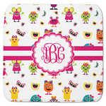 Girly Monsters Memory Foam Bath Mat - 48"x48" (Personalized)