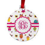 Girly Monsters Metal Ball Ornament - Double Sided w/ Monogram