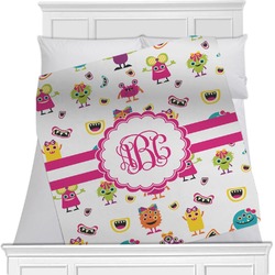 Girly Monsters Minky Blanket - Toddler / Throw - 60"x50" - Double Sided (Personalized)