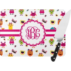 Girly Monsters Rectangular Glass Cutting Board - Medium - 11"x8" (Personalized)