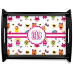 Girly Monsters Black Wooden Tray - Large (Personalized)