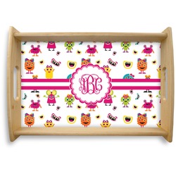 Girly Monsters Natural Wooden Tray - Small (Personalized)