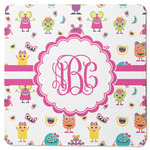 Girly Monsters Square Rubber Backed Coaster (Personalized)