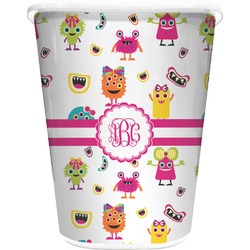 Girly Monsters Waste Basket - Double Sided (White) (Personalized)