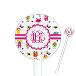 Girly Monsters 5.5" Round Plastic Stir Sticks - White - Double Sided (Personalized)