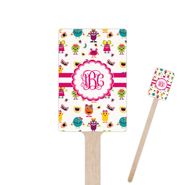 Custom Girly Monsters 6.25" Rectangle Wooden Stir Sticks - Single Sided (Personalized)