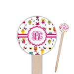 Girly Monsters 6" Round Wooden Food Picks - Double Sided (Personalized)