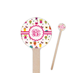 Girly Monsters 6" Round Wooden Stir Sticks - Double Sided (Personalized)