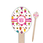 Girly Monsters Oval Wooden Food Picks (Personalized)