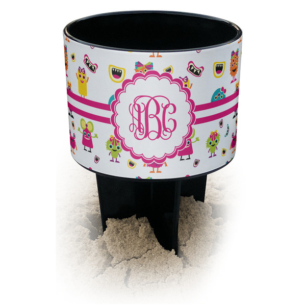 Custom Girly Monsters Black Beach Spiker Drink Holder (Personalized)