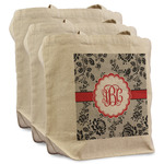 Black Lace Reusable Cotton Grocery Bags - Set of 3 (Personalized)