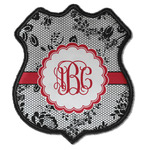 Black Lace Iron On Shield Patch C w/ Monogram