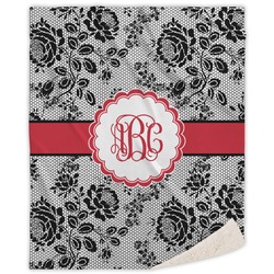 Black Lace Sherpa Throw Blanket - 60"x80" (Personalized)