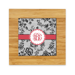 Black Lace Bamboo Trivet with Ceramic Tile Insert (Personalized)