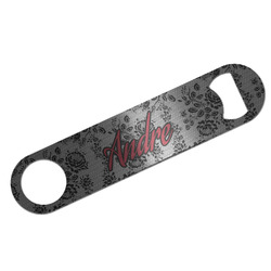 Black Lace Bar Bottle Opener - Silver w/ Monogram