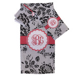 Black Lace Bath Towel Set - 3 Pcs (Personalized)