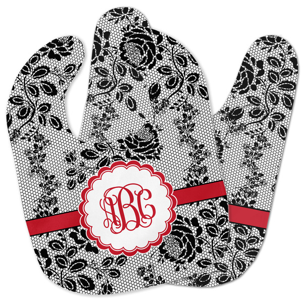 Custom Black Lace Baby Bib w/ Monogram