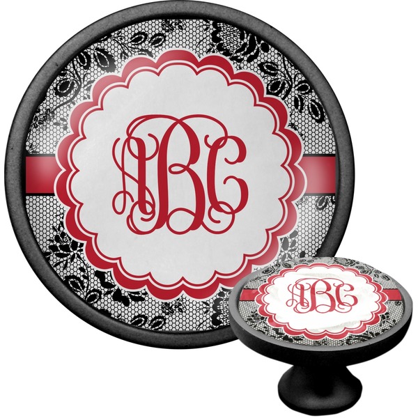 Custom Black Lace Cabinet Knob (Black) (Personalized)