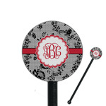 Black Lace 5.5" Round Plastic Stir Sticks - Black - Single Sided (Personalized)