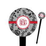 Black Lace 6" Round Plastic Food Picks - Black - Single Sided (Personalized)