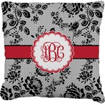 Black Lace Faux-Linen Throw Pillow 16" (Personalized)