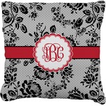 Black Lace Faux-Linen Throw Pillow 20" (Personalized)