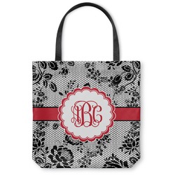 Black Lace Canvas Tote Bag - Medium - 16"x16" (Personalized)