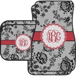 Black Lace Car Floor Mats Set - 2 Front & 2 Back (Personalized)