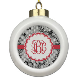 Black Lace Ceramic Ball Ornament (Personalized)