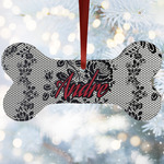 Black Lace Ceramic Dog Ornament w/ Monograms