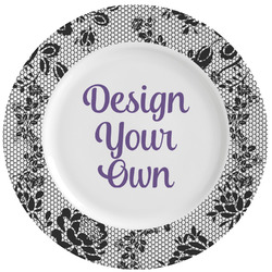 Black Lace Ceramic Dinner Plates (Set of 4) (Personalized)