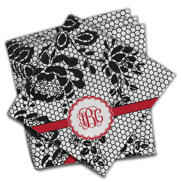 Custom Black Lace Cloth Napkins (Set of 4) (Personalized)