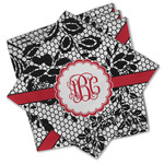 Black Lace Cloth Cocktail Napkins - Set of 4 w/ Monogram