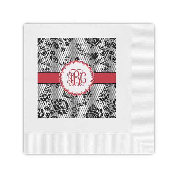 Custom Black Lace Coined Cocktail Napkins (Personalized)