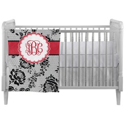 Black Lace Crib Comforter / Quilt (Personalized)