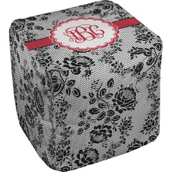 Black Lace Cube Pouf Ottoman (Personalized)