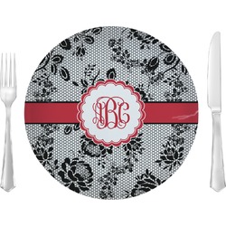 Black Lace Glass Lunch / Dinner Plate 10" (Personalized)