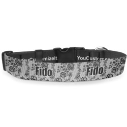 Black Lace Deluxe Dog Collar - Double Extra Large (20.5" to 35") (Personalized)