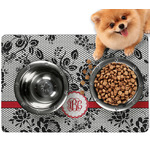 Black Lace Dog Food Mat - Small w/ Monogram