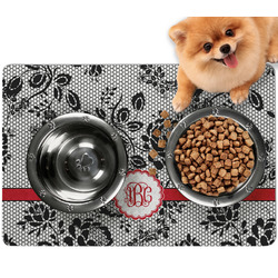 Black Lace Dog Food Mat - Small w/ Monogram