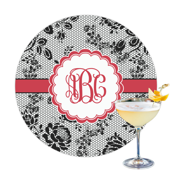 Custom Black Lace Printed Drink Topper - 3.25" (Personalized)