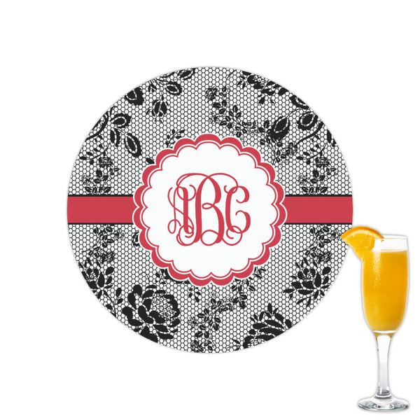 Custom Black Lace Printed Drink Topper - 2.15" (Personalized)