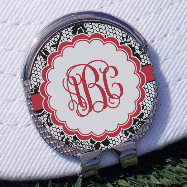 Custom Black Lace Golf Ball Marker - Hat Clip