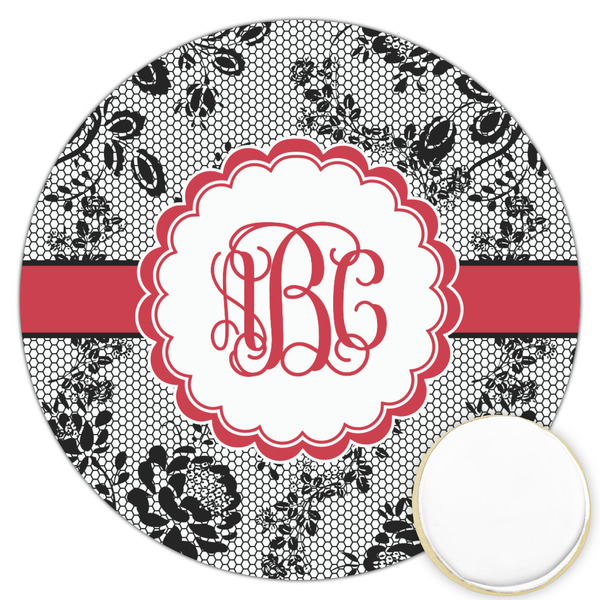 Custom Black Lace Printed Cookie Topper - 3.25" (Personalized)