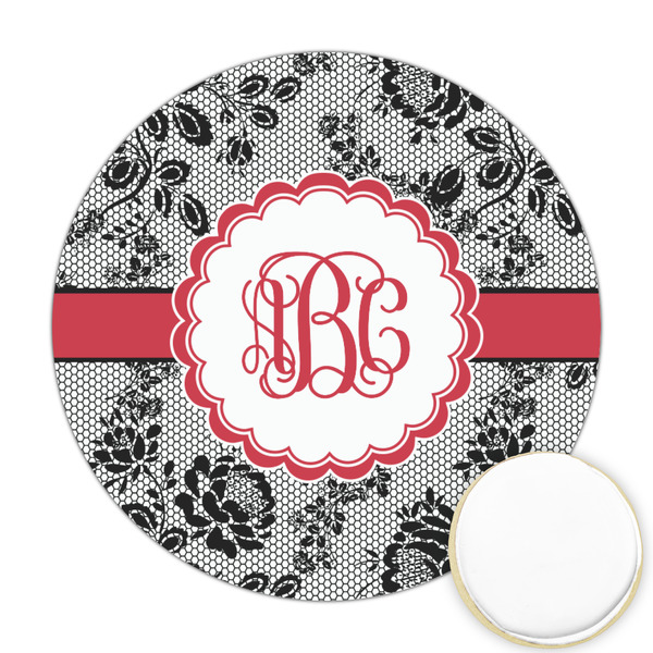 Custom Black Lace Printed Cookie Topper - 2.5" (Personalized)