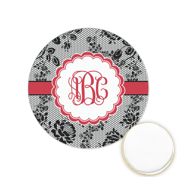 Custom Black Lace Printed Cookie Topper - 1.25" (Personalized)