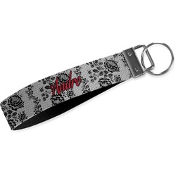 Black Lace Wristlet Webbing Keychain Fob (Personalized)